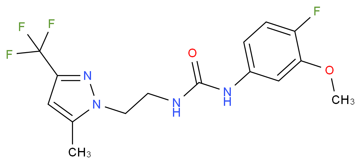 N-(4-fluoro-3-methoxyphenyl)-N'-{2-[5-methyl-3-(trifluoromethyl)-1H-pyrazol-1-yl]ethyl}urea_分子结构_CAS_)