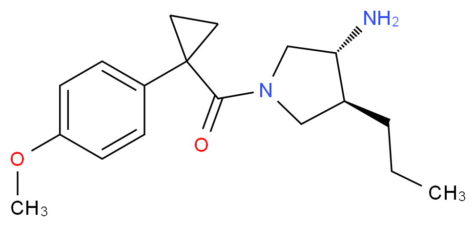 (3R*,4S*)-1-{[1-(4-methoxyphenyl)cyclopropyl]carbonyl}-4-propylpyrrolidin-3-amine_分子结构_CAS_)
