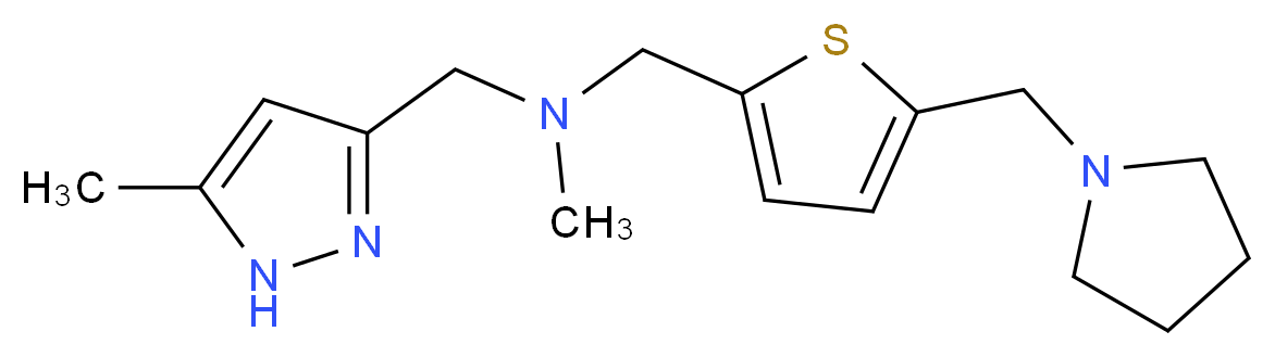 N-methyl-1-(5-methyl-1H-pyrazol-3-yl)-N-{[5-(pyrrolidin-1-ylmethyl)-2-thienyl]methyl}methanamine_分子结构_CAS_)