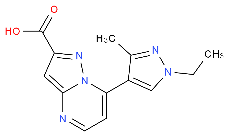 7-(1-Ethyl-3-methyl-1H-pyrazol-4-yl)-pyrazolo[1,5-a]pyrimidine-2-carboxylic acid_分子结构_CAS_)