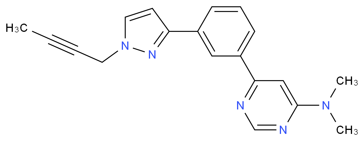 6-{3-[1-(2-butyn-1-yl)-1H-pyrazol-3-yl]phenyl}-N,N-dimethyl-4-pyrimidinamine_分子结构_CAS_)