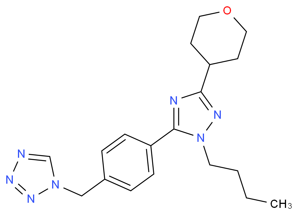 1-{4-[1-butyl-3-(tetrahydro-2H-pyran-4-yl)-1H-1,2,4-triazol-5-yl]benzyl}-1H-tetrazole_分子结构_CAS_)
