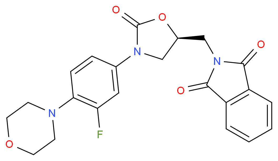 (S)-2-((3-(3-Fluoro-4-morpholinophenyl)-2-oxooxazolidin-5-yl)methyl)isoindoline-1,3-dione_分子结构_CAS_168828-89-5)