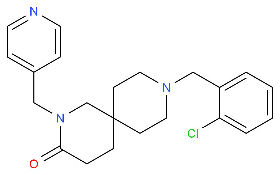 9-(2-chlorobenzyl)-2-(pyridin-4-ylmethyl)-2,9-diazaspiro[5.5]undecan-3-one_分子结构_CAS_)