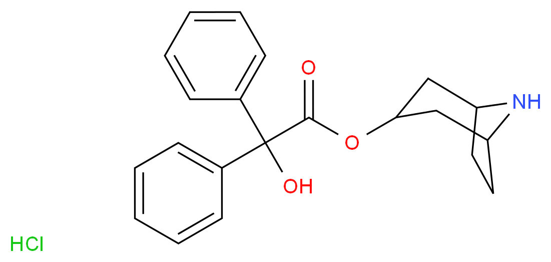 8-azabicyclo[3.2.1]octan-3-yl 2-hydroxy-2,2-diphenylacetate hydrochloride_分子结构_CAS_63516-30-3
