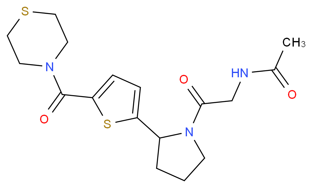 N-(2-oxo-2-{2-[5-(4-thiomorpholinylcarbonyl)-2-thienyl]-1-pyrrolidinyl}ethyl)acetamide (non-preferred name)_分子结构_CAS_)