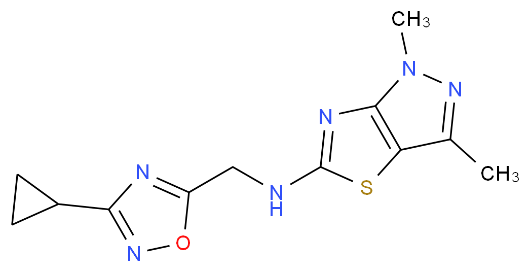 N-[(3-cyclopropyl-1,2,4-oxadiazol-5-yl)methyl]-1,3-dimethyl-1H-pyrazolo[3,4-d][1,3]thiazol-5-amine_分子结构_CAS_)