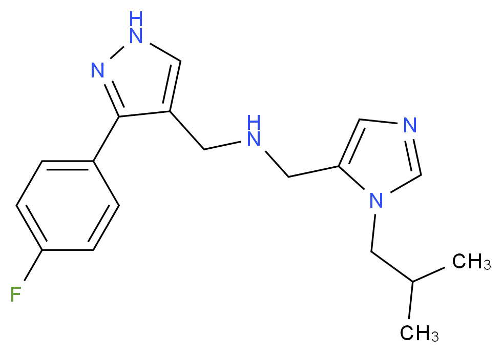1-[3-(4-fluorophenyl)-1H-pyrazol-4-yl]-N-[(1-isobutyl-1H-imidazol-5-yl)methyl]methanamine_分子结构_CAS_)