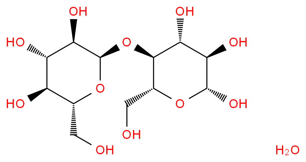 (2R,3R,4R,5S,6R)-6-(hydroxymethyl)-5-{[(2R,3R,4S,5S,6R)-3,4,5-trihydroxy-6-(hydroxymethyl)oxan-2-yl]oxy}oxane-2,3,4-triol hydrate_分子结构_CAS_6363-53-7