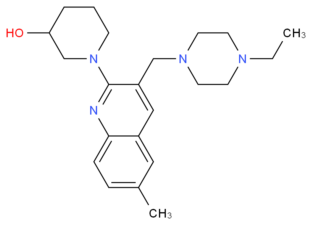 1-{3-[(4-ethyl-1-piperazinyl)methyl]-6-methyl-2-quinolinyl}-3-piperidinol_分子结构_CAS_)