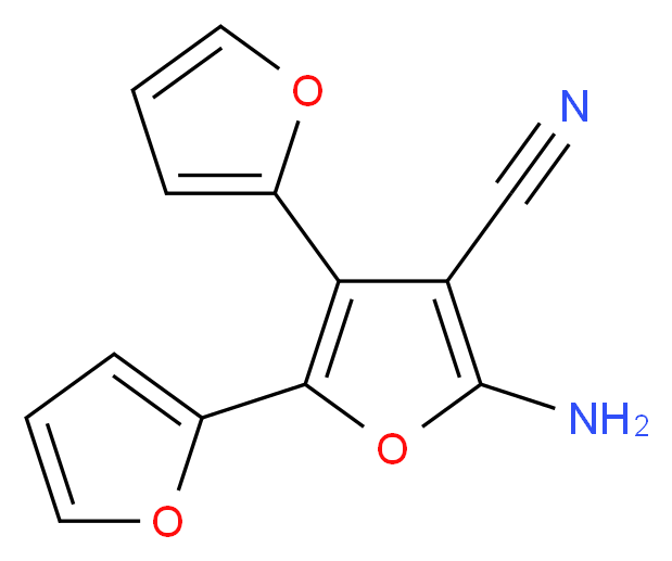 2-Amino-3-cyano-4,5-di(furyl) furan_分子结构_CAS_24386-17-2)