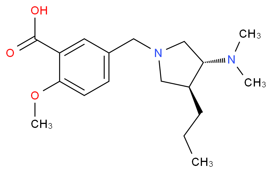 5-{[(3R*,4S*)-3-(dimethylamino)-4-propyl-1-pyrrolidinyl]methyl}-2-methoxybenzoic acid_分子结构_CAS_)
