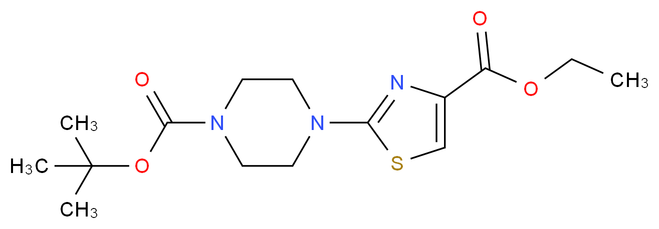 Ethyl 2-(4-(tert-butoxycarbonyl)piperazin-1-yl)thiazole-4-carboxylate_分子结构_CAS_867065-53-0)