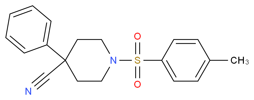 4-Phenyl-1-(p-tolylsulphonyl)piperidine-4-carbonitrile_分子结构_CAS_24476-55-9)