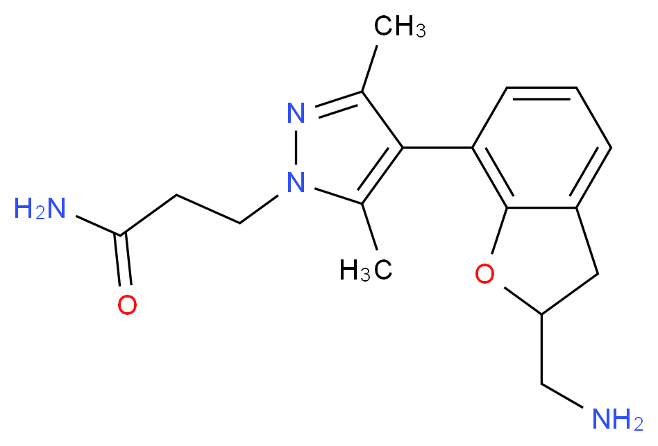 3-{4-[2-(aminomethyl)-2,3-dihydro-1-benzofuran-7-yl]-3,5-dimethyl-1H-pyrazol-1-yl}propanamide_分子结构_CAS_)