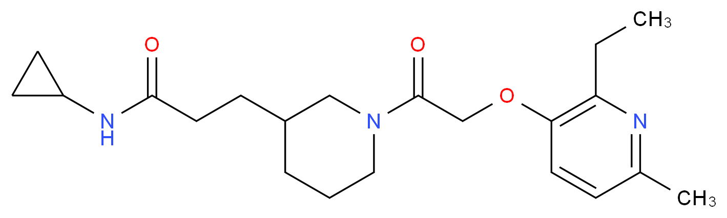 N-cyclopropyl-3-(1-{[(2-ethyl-6-methyl-3-pyridinyl)oxy]acetyl}-3-piperidinyl)propanamide_分子结构_CAS_)