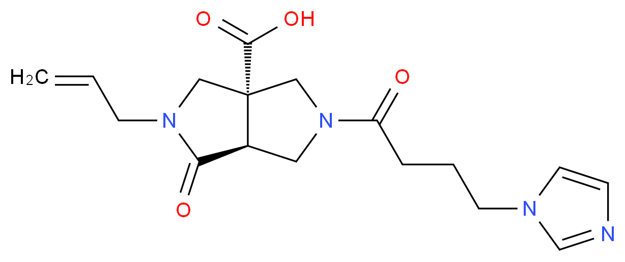 (3aS*,6aS*)-2-allyl-5-[4-(1H-imidazol-1-yl)butanoyl]-1-oxohexahydropyrrolo[3,4-c]pyrrole-3a(1H)-carboxylic acid_分子结构_CAS_)