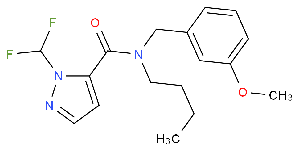 N-butyl-1-(difluoromethyl)-N-(3-methoxybenzyl)-1H-pyrazole-5-carboxamide_分子结构_CAS_)