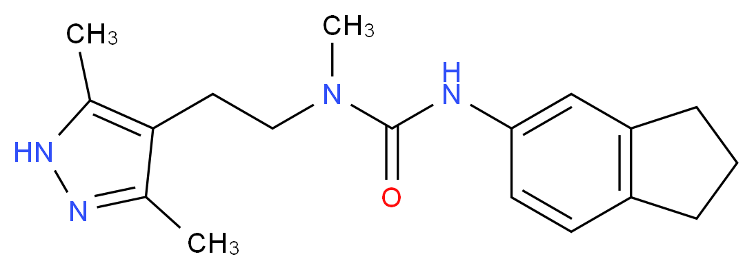 N'-(2,3-dihydro-1H-inden-5-yl)-N-[2-(3,5-dimethyl-1H-pyrazol-4-yl)ethyl]-N-methylurea_分子结构_CAS_)