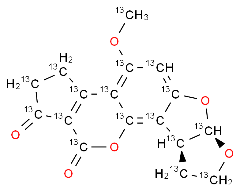 (3S,7R)-11-(<sup>1</sup><sup>3</sup>C)methoxy(1,2,3,4,5,7,9,10,11,12,13,14,15,16,17,18-<sup>1</sup><sup>3</sup>C<sub>1</sub><sub>6</sub>)-6,8,19-trioxapentacyclo[10.7.0.0<sup>2</sup>,<sup>9</sup>.0<sup>3</sup>,<sup>7</sup>.0<sup>1</sup><sup>3</sup>,<sup>1</sup><sup>7</sup>]nonadeca-1,9,11,13(17)-tetraene-16,18-dione_分子结构_CAS_1217470-98-8