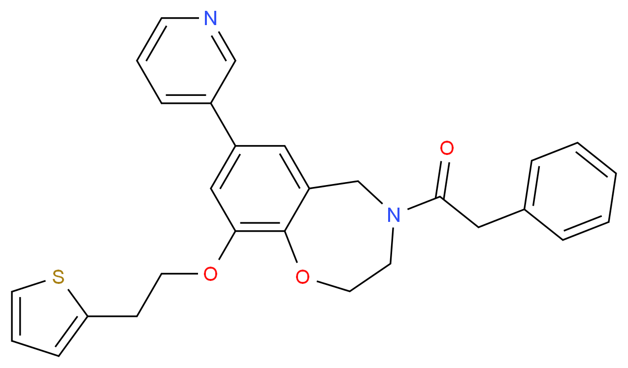 4-(phenylacetyl)-7-(3-pyridinyl)-9-[2-(2-thienyl)ethoxy]-2,3,4,5-tetrahydro-1,4-benzoxazepine_分子结构_CAS_)