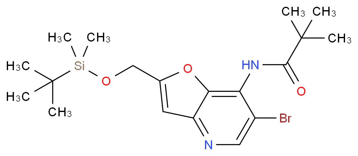 N-(6-Bromo-2-((tert-butyldimethylsilyloxy)methyl)furo[3,2-b]pyridin-7-yl)pivalamide_分子结构_CAS_)