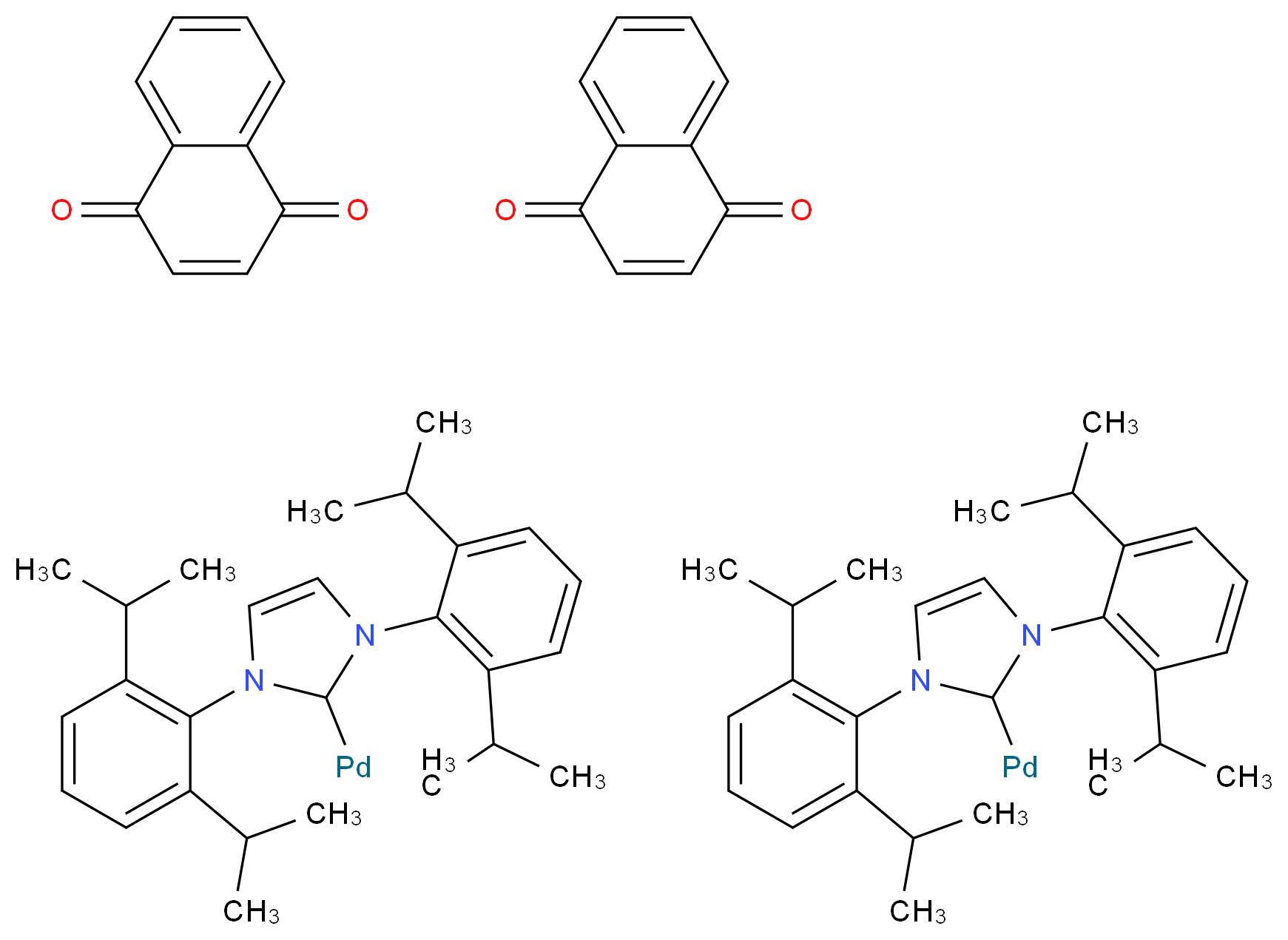 1,3-双(2,6-二异丙苯基)咪唑-2-亚基(1,4-萘醌)钯(0)二聚物_分子结构_CAS_649736-75-4)