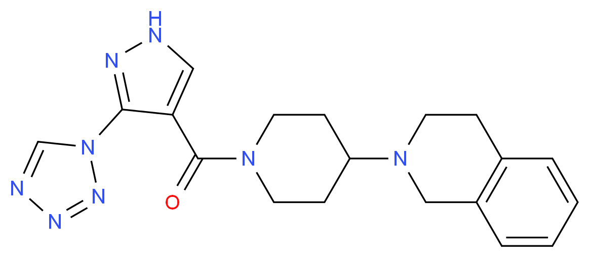 2-(1-{[3-(1H-tetrazol-1-yl)-1H-pyrazol-4-yl]carbonyl}-4-piperidinyl)-1,2,3,4-tetrahydroisoquinoline_分子结构_CAS_)