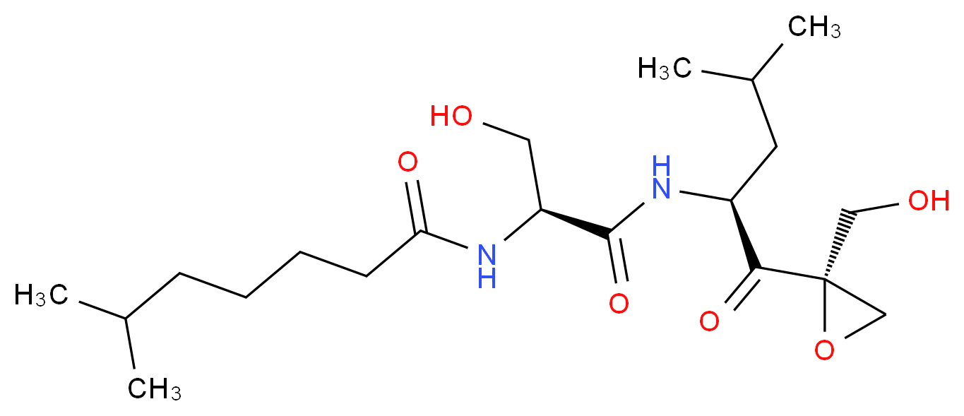 N-[(1S)-2-hydroxy-1-{[(2S)-1-[(2R)-2-(hydroxymethyl)oxiran-2-yl]-4-methyl-1-oxopentan-2-yl]carbamoyl}ethyl]-6-methylheptanamide_分子结构_CAS_126463-64-7