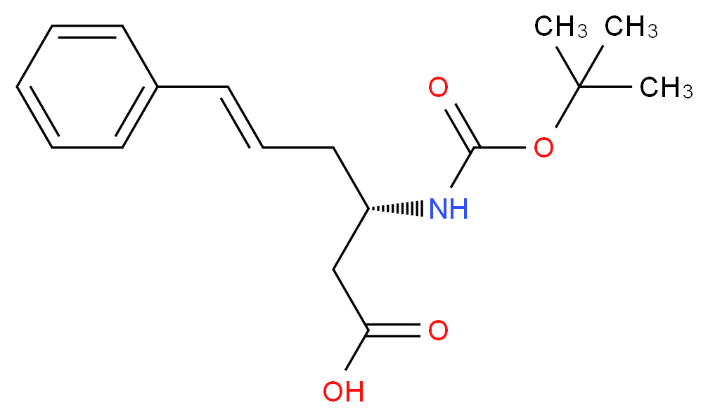 (3S,5E)-3-{[(tert-butoxy)carbonyl]amino}-6-phenylhex-5-enoic acid_分子结构_CAS_270596-44-6
