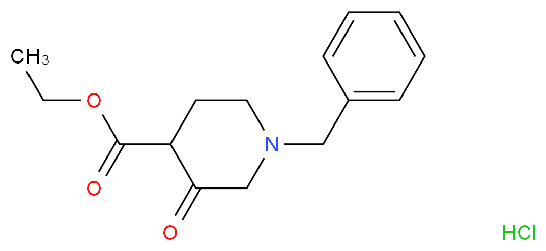 Ethyl N-benzyl-3-piperidone-4-carboxylate hydrochloride_分子结构_CAS_52763-21-0)