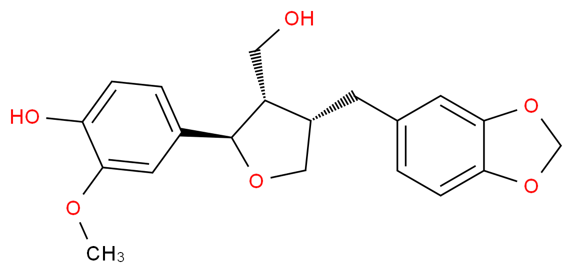 4-[(2R,3S,4S)-4-(2H-1,3-benzodioxol-5-ylmethyl)-3-(hydroxymethyl)oxolan-2-yl]-2-methoxyphenol_分子结构_CAS_54854-91-0