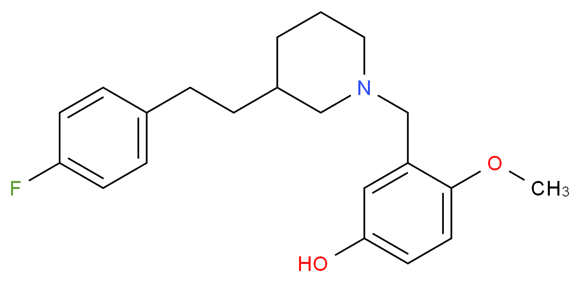 3-({3-[2-(4-fluorophenyl)ethyl]-1-piperidinyl}methyl)-4-methoxyphenol_分子结构_CAS_)