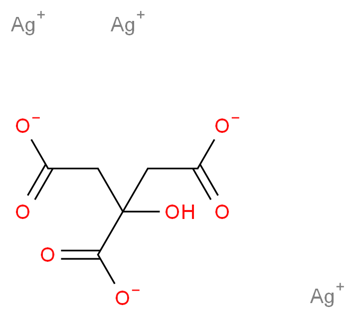 trisilver(1+) ion 2-hydroxypropane-1,2,3-tricarboxylate_分子结构_CAS_206986-90-5