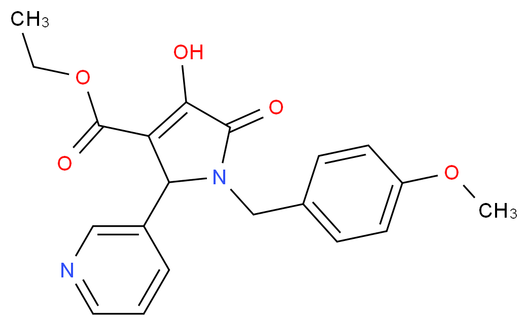 1-(4-Methoxybenzyl)-3-hydroxy-4-ethoxycarbonyl-5-(3-pyridyl)-3-pyrrolin-2-one_分子结构_CAS_359436-85-4)