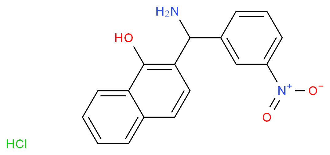 2-[AMINO-(3-NITRO-PHENYL)-METHYL]-NAPHTHALEN-1-OL HYDROCHLORIDE_分子结构_CAS_736173-14-1)