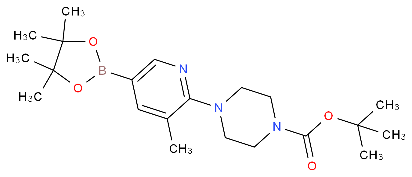 tert-butyl 4-[3-methyl-5-(tetramethyl-1,3,2-dioxaborolan-2-yl)pyridin-2-yl]piperazine-1-carboxylate_分子结构_CAS_1073354-54-7