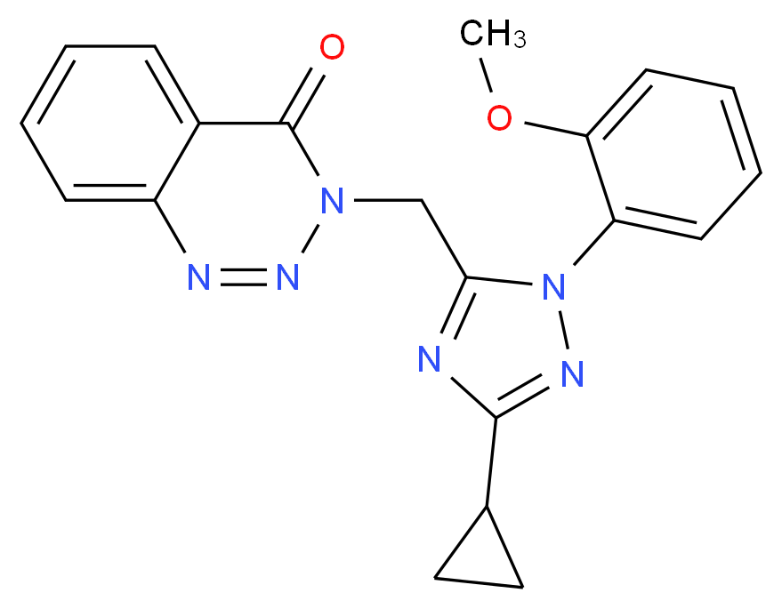 3-{[3-cyclopropyl-1-(2-methoxyphenyl)-1H-1,2,4-triazol-5-yl]methyl}-1,2,3-benzotriazin-4(3H)-one_分子结构_CAS_)