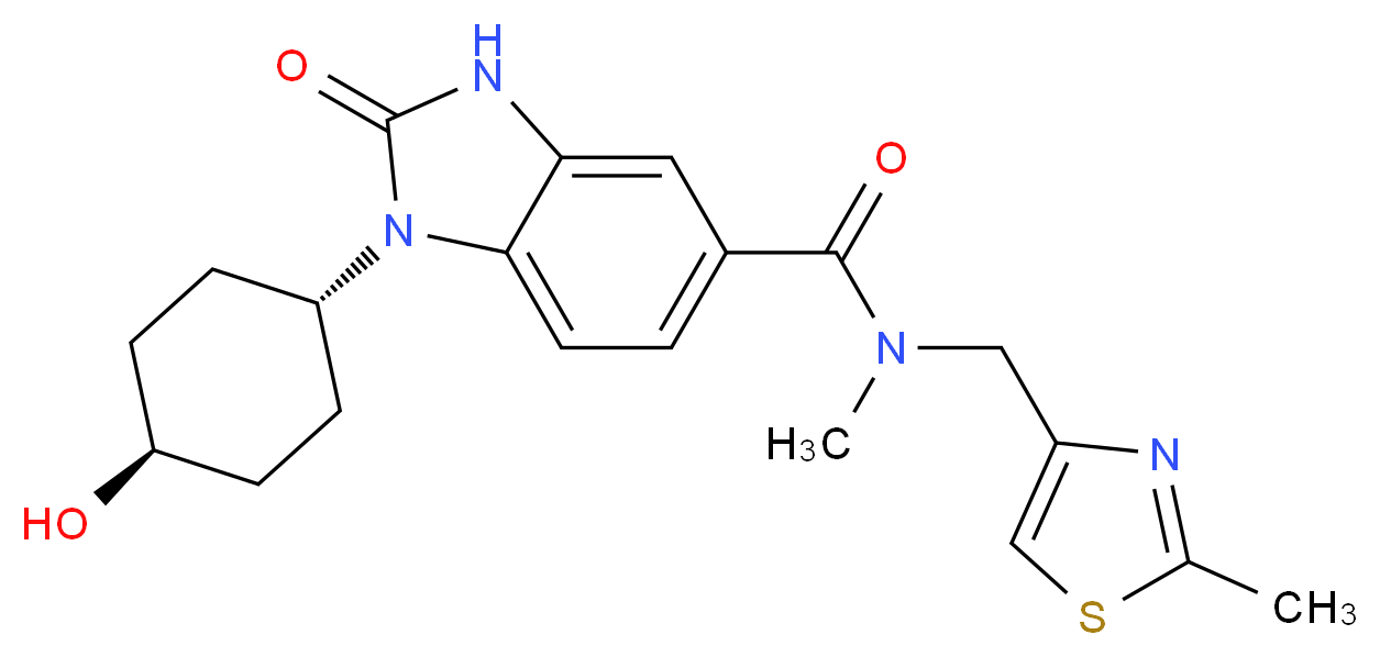 1-(trans-4-hydroxycyclohexyl)-N-methyl-N-[(2-methyl-1,3-thiazol-4-yl)methyl]-2-oxo-2,3-dihydro-1H-benzimidazole-5-carboxamide_分子结构_CAS_)