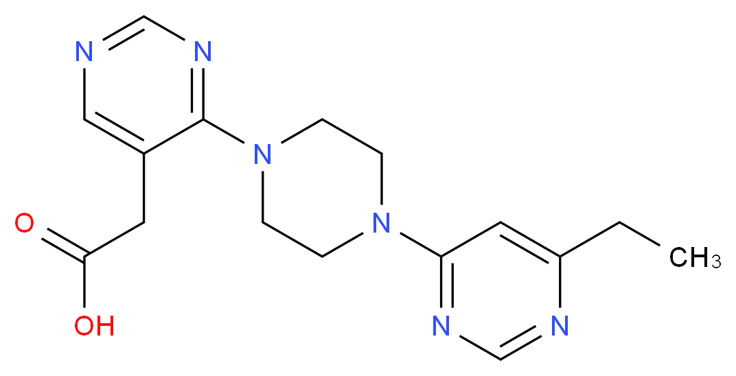 {4-[4-(6-ethylpyrimidin-4-yl)piperazin-1-yl]pyrimidin-5-yl}acetic acid_分子结构_CAS_)