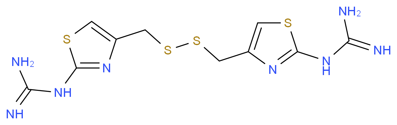 1-[4-({[(2-carbamimidamido-1,3-thiazol-4-yl)methyl]disulfanyl}methyl)-1,3-thiazol-2-yl]guanidine_分子结构_CAS_129083-44-9