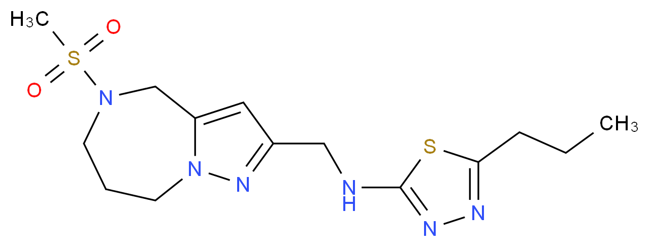 N-{[5-(methylsulfonyl)-5,6,7,8-tetrahydro-4H-pyrazolo[1,5-a][1,4]diazepin-2-yl]methyl}-5-propyl-1,3,4-thiadiazol-2-amine_分子结构_CAS_)