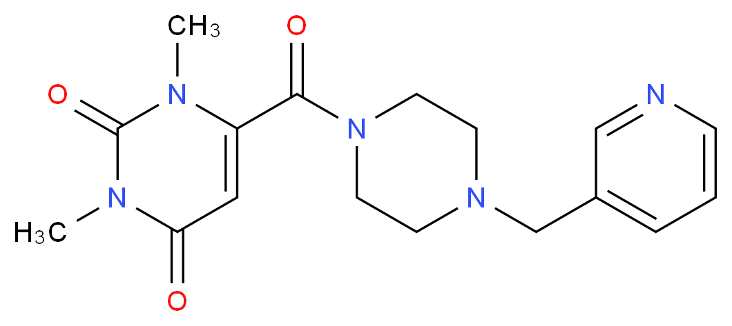 1,3-dimethyl-6-{[4-(pyridin-3-ylmethyl)piperazin-1-yl]carbonyl}pyrimidine-2,4(1H,3H)-dione_分子结构_CAS_)