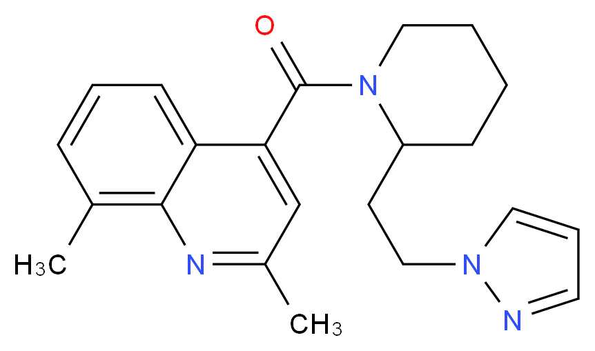 2,8-dimethyl-4-({2-[2-(1H-pyrazol-1-yl)ethyl]-1-piperidinyl}carbonyl)quinoline_分子结构_CAS_)