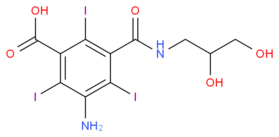 3-amino-5-[(2,3-dihydroxypropyl)carbamoyl]-2,4,6-triiodobenzoic acid_分子结构_CAS_111453-32-8