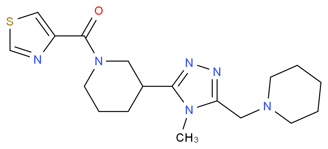 3-[4-methyl-5-(piperidin-1-ylmethyl)-4H-1,2,4-triazol-3-yl]-1-(1,3-thiazol-4-ylcarbonyl)piperidine_分子结构_CAS_)