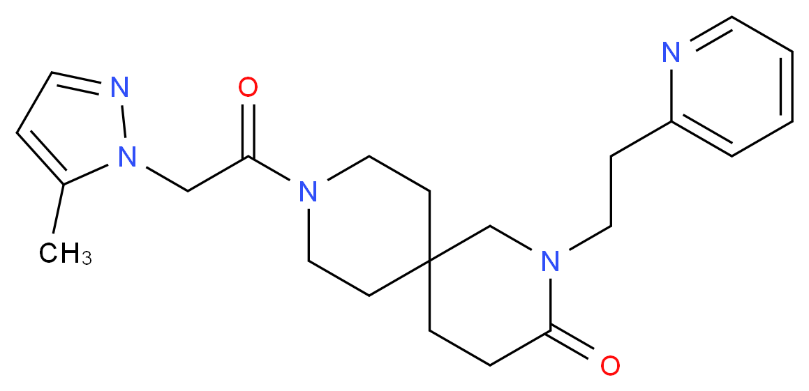 9-[(5-methyl-1H-pyrazol-1-yl)acetyl]-2-(2-pyridin-2-ylethyl)-2,9-diazaspiro[5.5]undecan-3-one_分子结构_CAS_)