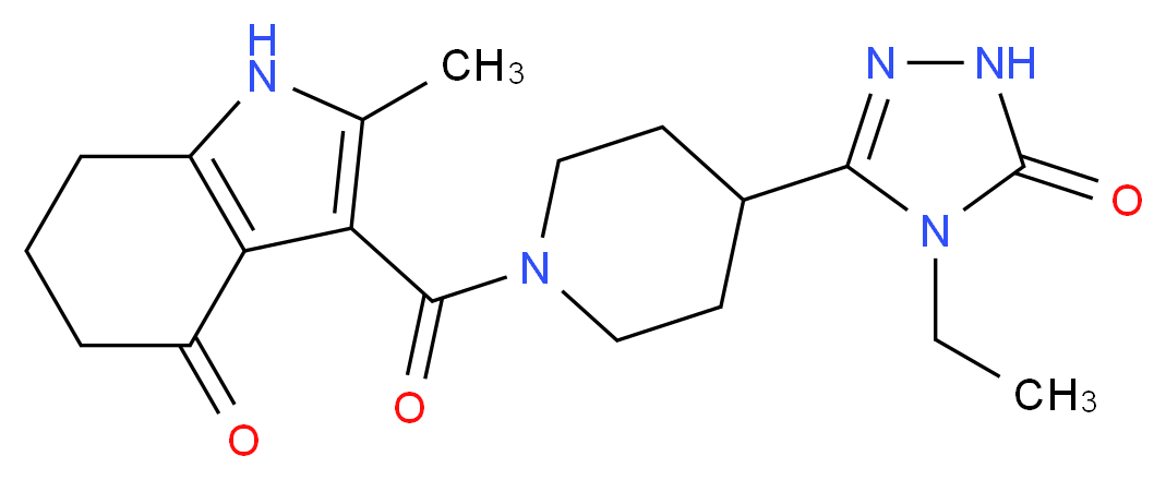 3-{[4-(4-ethyl-5-oxo-4,5-dihydro-1H-1,2,4-triazol-3-yl)piperidin-1-yl]carbonyl}-2-methyl-1,5,6,7-tetrahydro-4H-indol-4-one_分子结构_CAS_)
