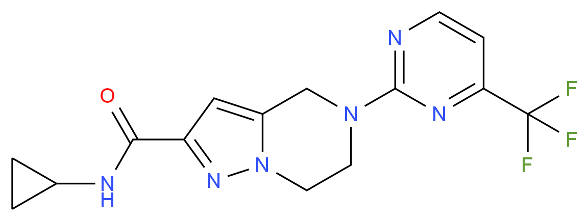 N-cyclopropyl-5-[4-(trifluoromethyl)pyrimidin-2-yl]-4,5,6,7-tetrahydropyrazolo[1,5-a]pyrazine-2-carboxamide_分子结构_CAS_)