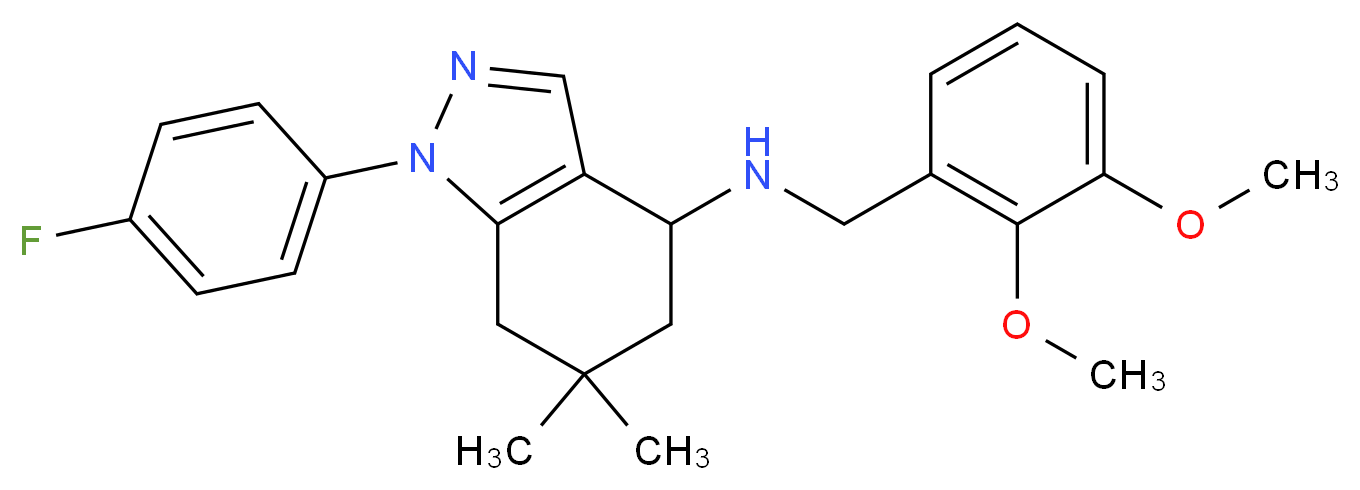 N-(2,3-dimethoxybenzyl)-1-(4-fluorophenyl)-6,6-dimethyl-4,5,6,7-tetrahydro-1H-indazol-4-amine_分子结构_CAS_)